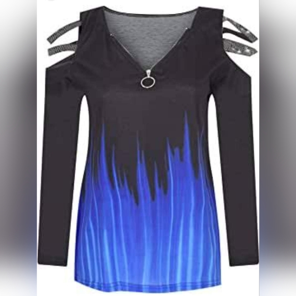 🆕️Sexy Black & Blue V-neck Zip Tunic Size XL NWOT - Picture 5 of 5